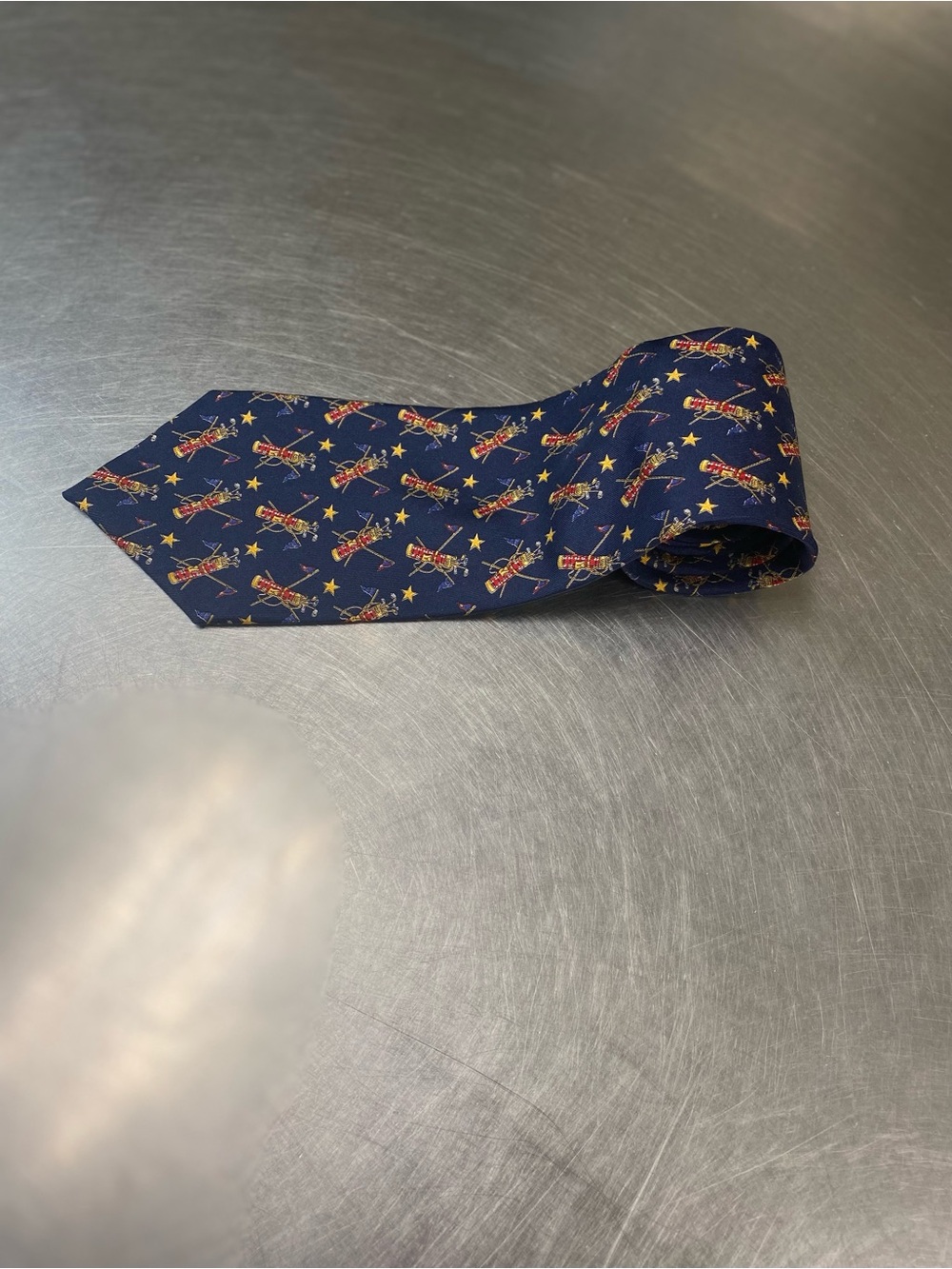 Tommy Hilfiger Navy Tie with Red & Yellow Airplane Motif